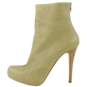 Christian Louboutin Women's 7.5 Taupe Ankle Booty Rear Zip Booties